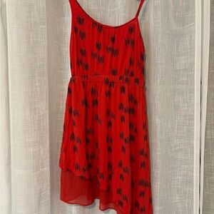 Gentle Fawn Vibrant Red Dress with Black Accents